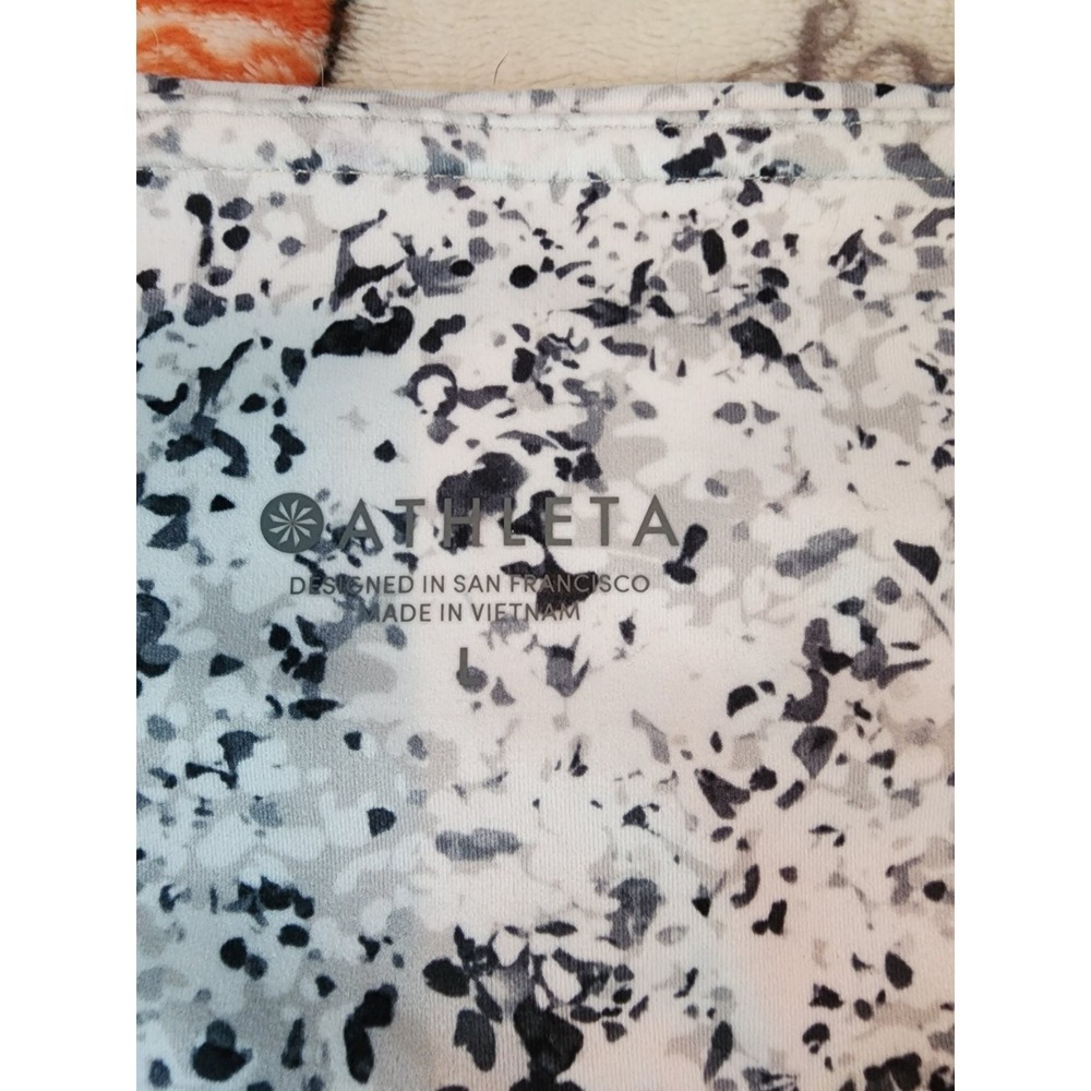 ATHLETA Womens L White Sandstone Salutation 7/8 Mesh Panel Crop Legging Yoga - Picture 6 of 9